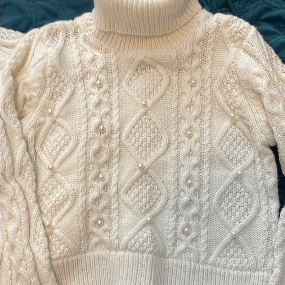 Cream Cable Knit Sweater Turtleneck and Skirt Set Max Studio Kids - Picture 7 of 8